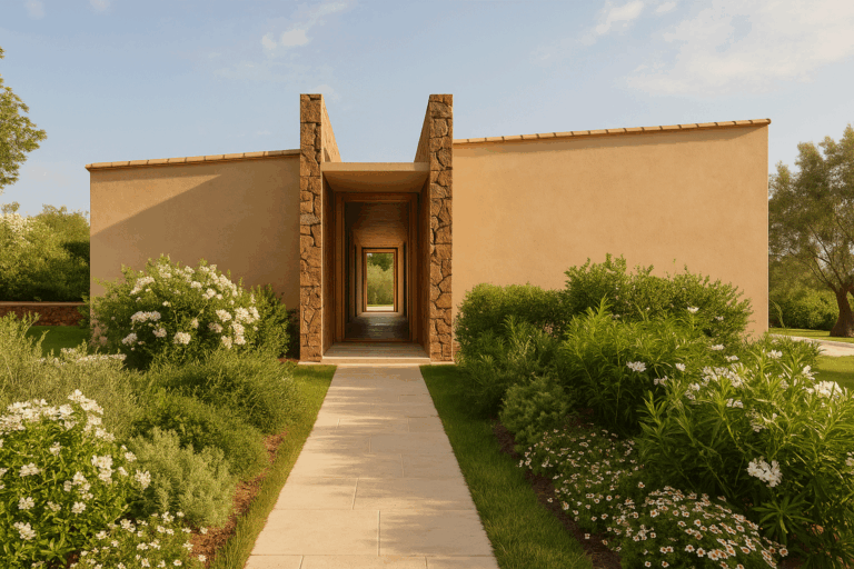 Detalle del exterior lateral del proyecto R61 en construcción en Son Gual, Mallorca.