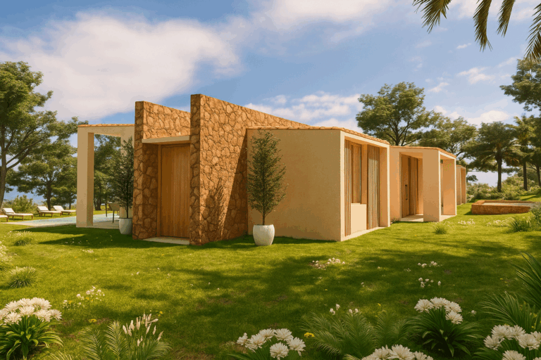 Estructura vista lateral del proyecto R61 en construcción en Son Gual, Mallorca.