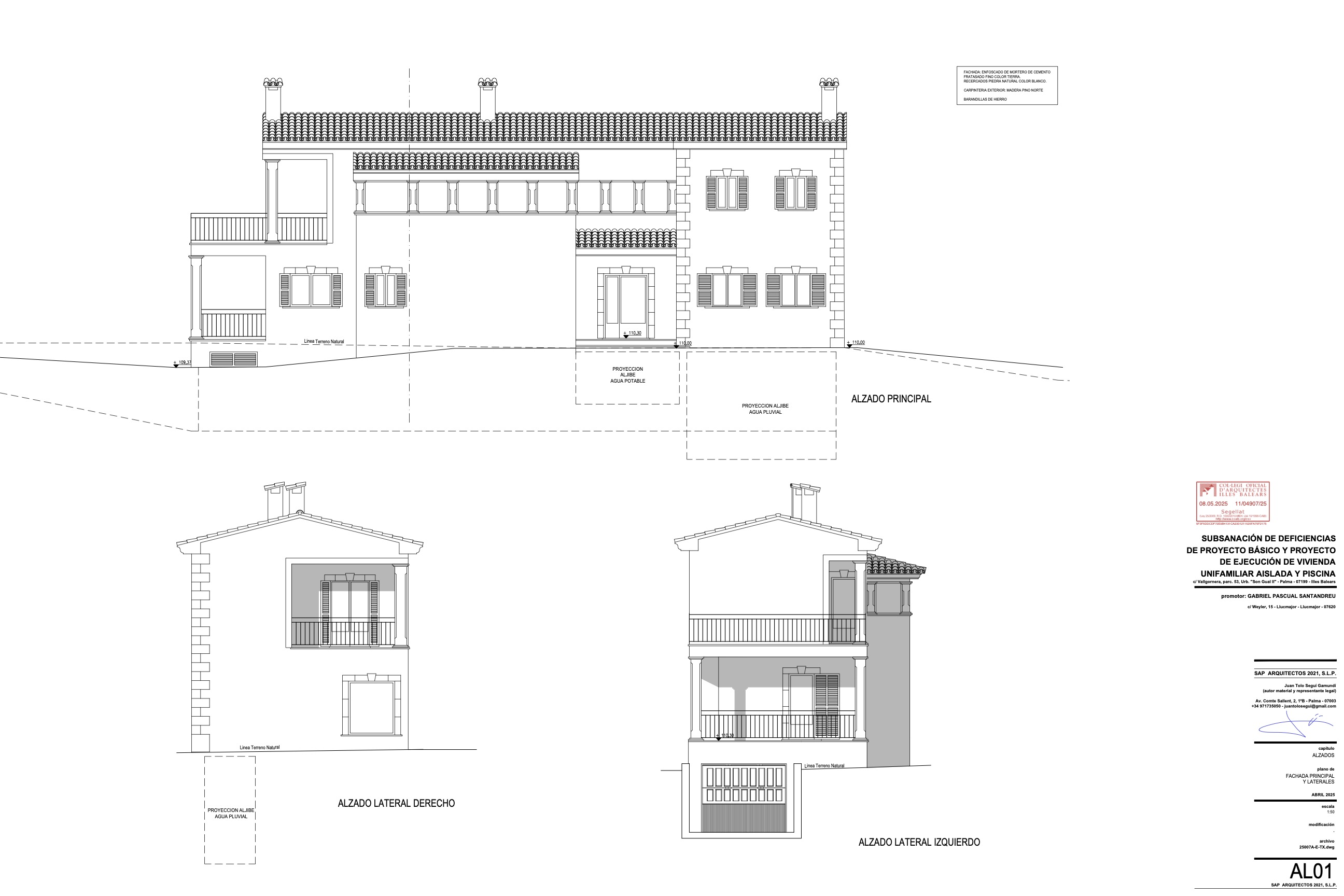 Información técnica sobre el proyecto arquitectónico de la parcela rústica R53 de Son Gual, Mallorca.