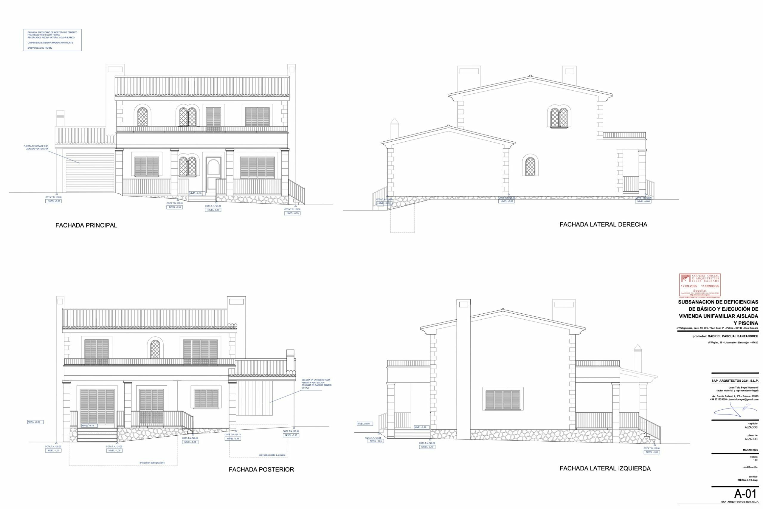 Información técnica sobre el proyecto arquitectónico de la parcela rústica R59 de Son Gual, Mallorca.