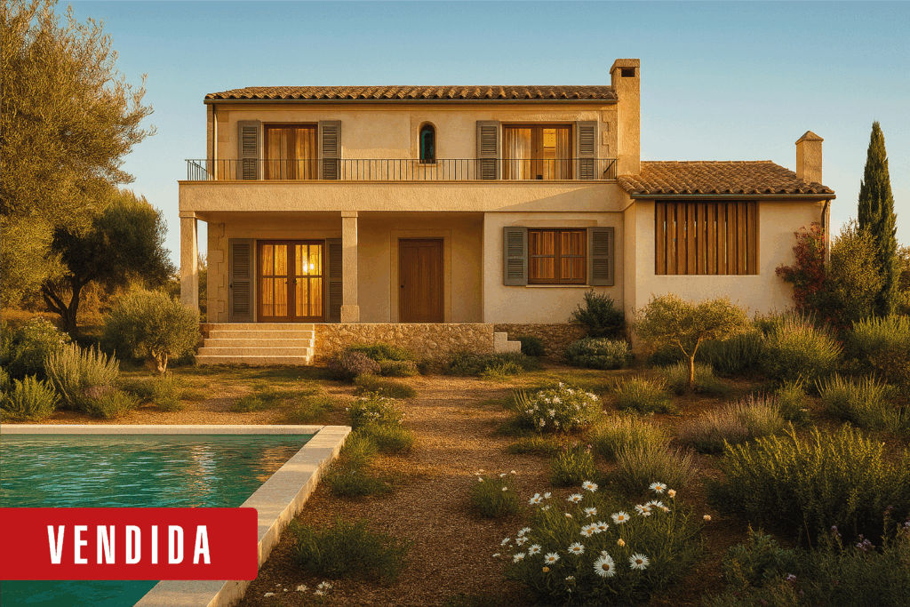 Fachada posterior y piscina del proyecto R59 en Son Gual, Mallorca.