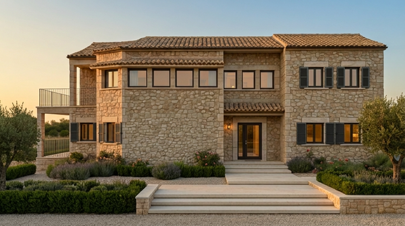 Fachada principal del proyecto R53 en Son Gual, Mallorca.